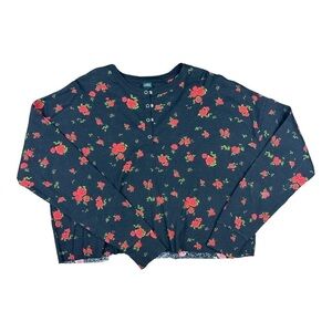 Wild Fable Cropped Henley Long Sleeve Shirt Size M